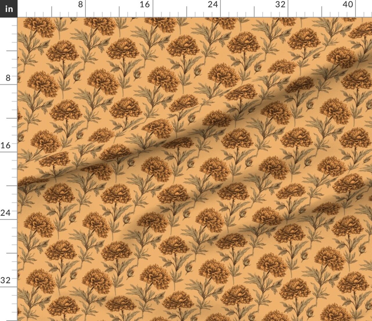 Vintage Wildflower Gold Traditional Boho Rustic Garden Nature Cottage Custom Printed Fabric by Spoonflower Various Fabrics by the Yard or Fat Quarter